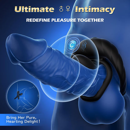 360° Verstellbarem Doppelter Cock Ring Penistrainer Vibrator mit 9 Vibrations