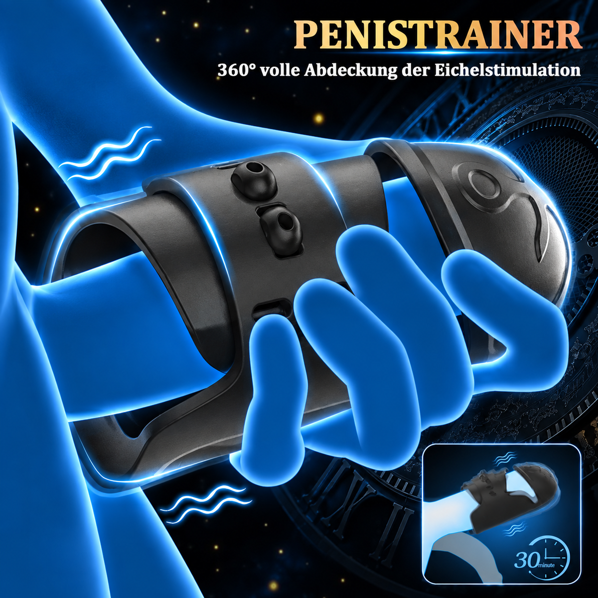 Einstellbarer Elektrische Penis Vibrator Eichelstimulator mit 10 Vibrationsmodi