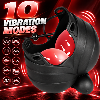 Verstellbarer Penisringe Hodensack Tasche Eichelvibrator mit 10 Vibrationsfunktion