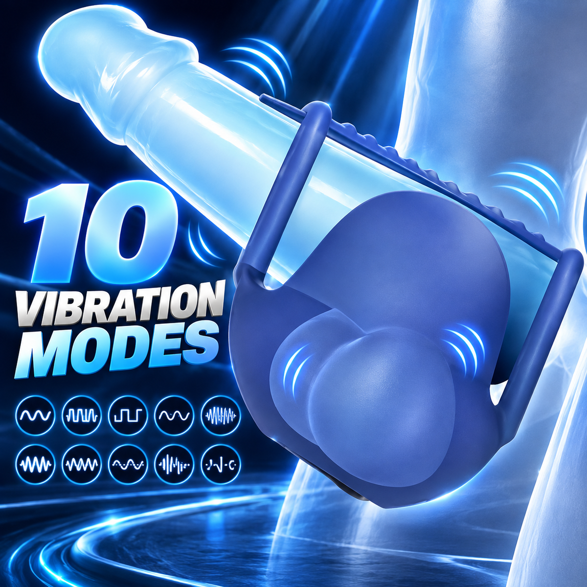 Hodenmassagegerät Cockring Penistrainer Vibrator Stimulator mit 10 Vibrationsmodi