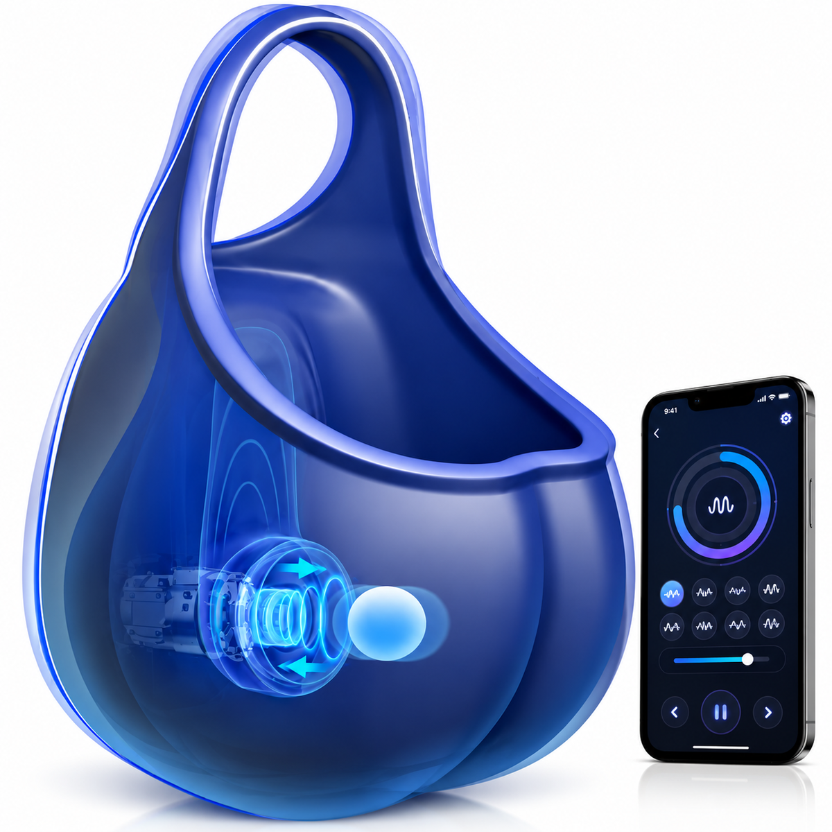 Hodenmassagegerät Cock Ring Penistrainer Vibrator mit 10 Vibrations und Pulsationsmodi