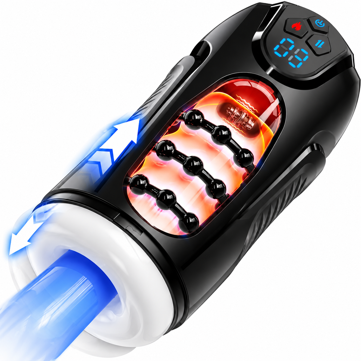 Freihändiger Penis Stroker Blowjob Masturbator mit 9 Stoß und Vibrationsmodi
