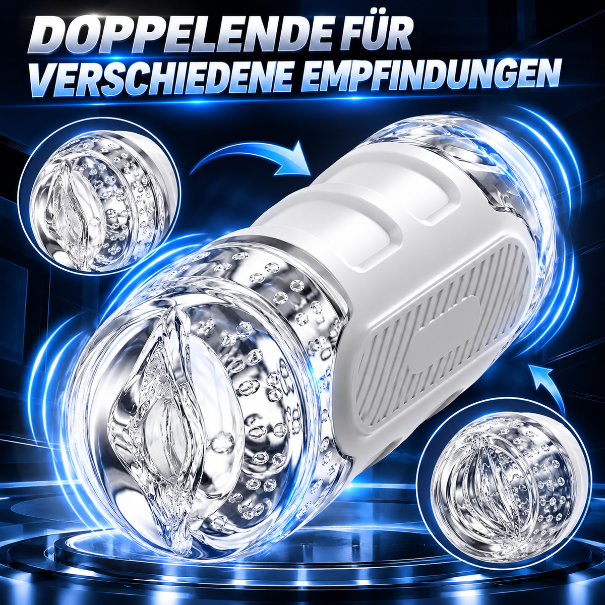3D Offener Dualkanal Oralsex Pocket Pussy Stroker Penishülle Masturbatoren