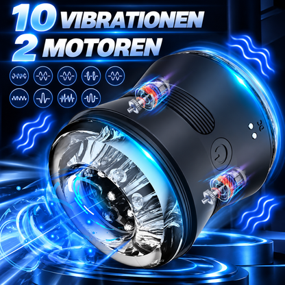 Elektrischer Masturbator Offenes Penis Trainer mit 10 Vibrationen 2 Motoren