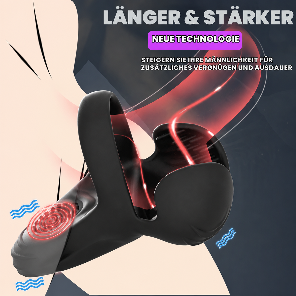Doppel-Hodensack Penistrainer Vibrator Cock Ring mit 10 Vibrationsmodi