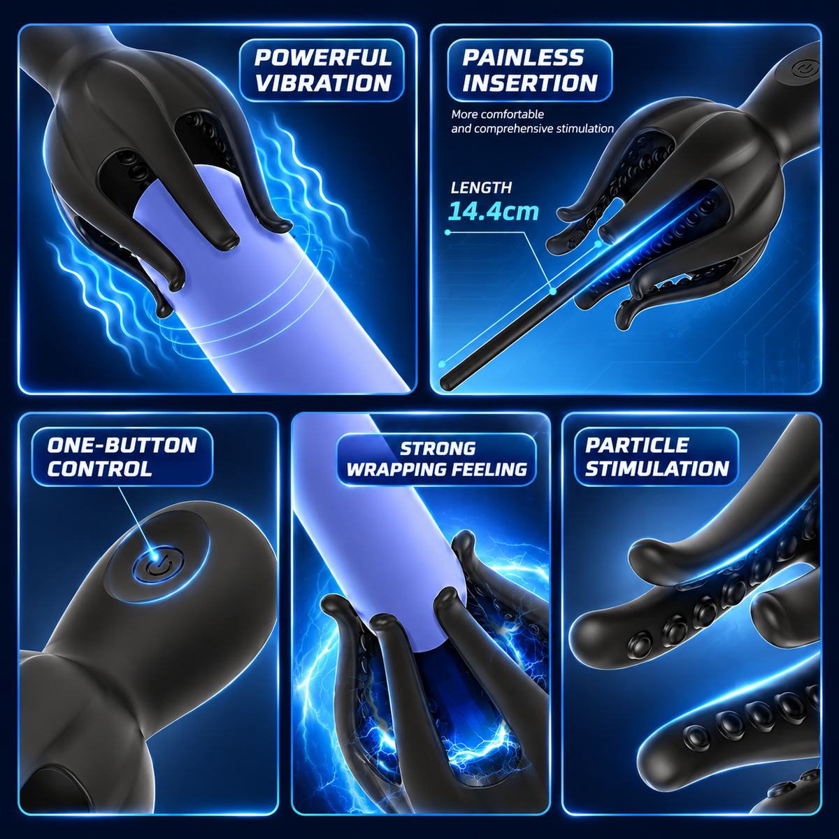 360° Umschließender Penis Trainer Vibrator Dilatatoren mit 10 kraftvolle Vibrationsmodi