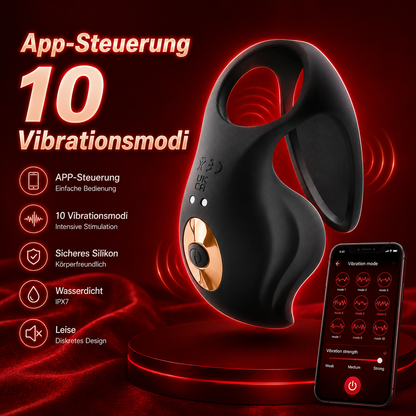 App-Steuerung Penisring Ejakulation Hodenmassage Eichel Trainer mit 10 Vibrationsmodi