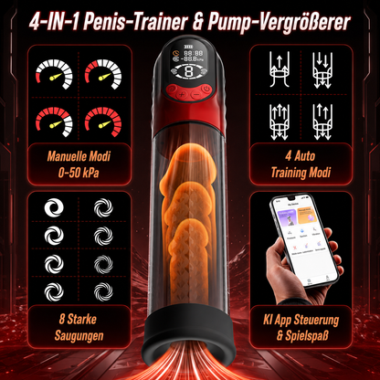 4 IN 1 Automatisch Penispumpe Masturbator mit 4 Trainingsmodi & 8 Saugstufen