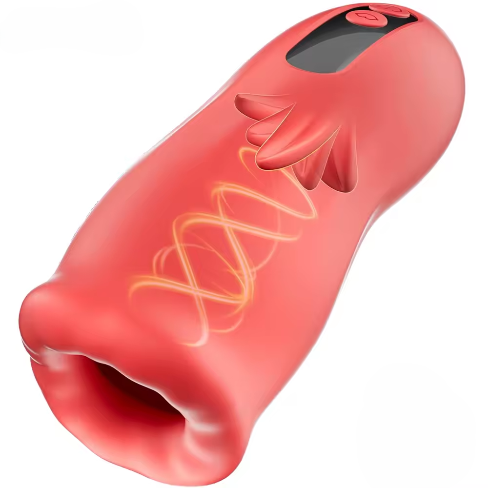 Handfrei Penistrainer Stroker Blowjob Taschenmuschi mit 9 Zungenvibrations  & 3 Saugmodi