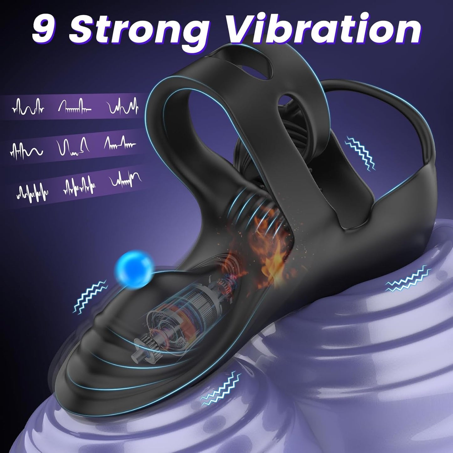 360° Hoden Vollabdeckungsstimulator Penistrainer Cock Ring mit 9 Vibrations & Heizmodi