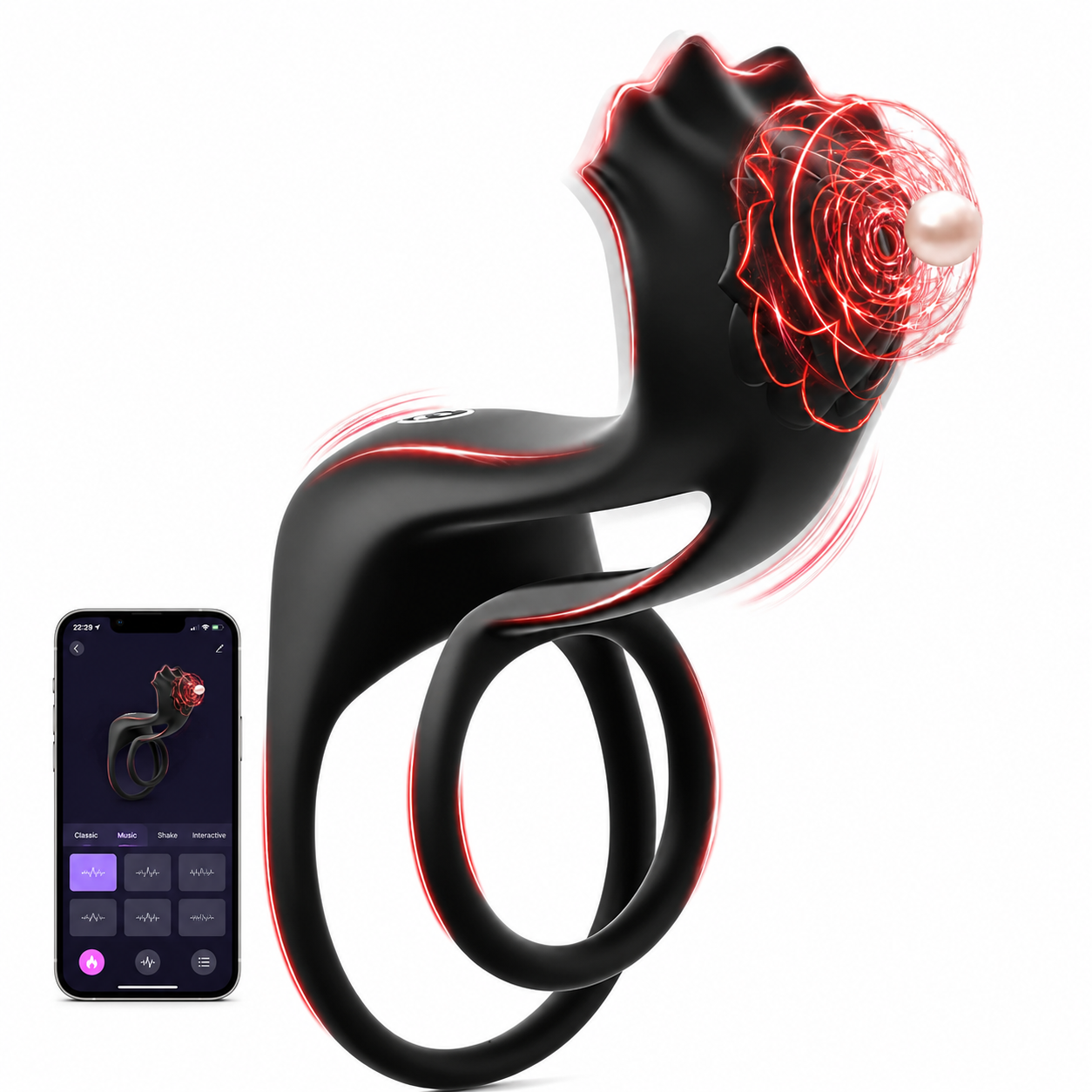 Dual Penistrainer Vibrator Cockring Klitoris-Stimulator mit APP & 9 Vibrationsmodi