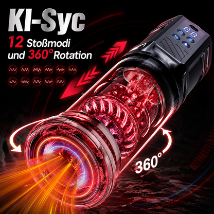 Automatischer KI-Masturbator Stroker Blowjob Sexmachine mit 12 Stoßmodi und 360° Rotation