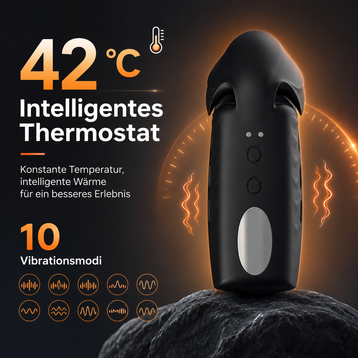42 °C  Intelligentes Thermostat Handgelenk-Trainingsmasturbator Penis Trainer Vibrator mit 10 Vibrationsmodi