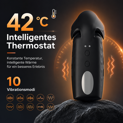 42 °C  Intelligentes Thermostat Handgelenk-Trainingsmasturbator Penis Trainer Vibrator mit 10 Vibrationsmodi