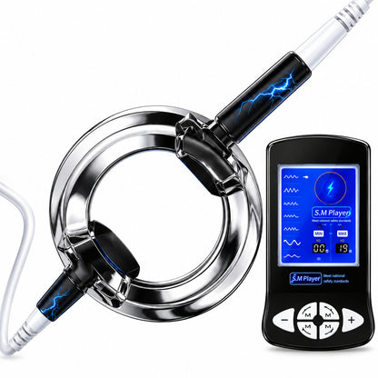 Elektro-Schock Penistrainer Cockring Stimulator mit Penis und Hodenringen