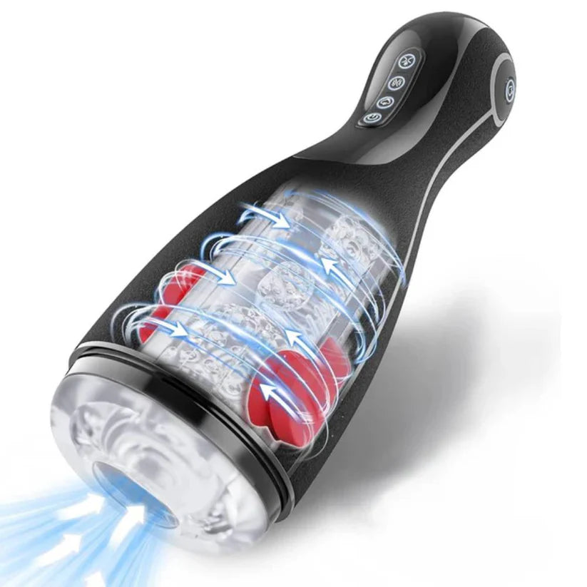 Automatischer Masturbator Stroker Penispumpe mit 3 Quetsch & 3 Saug & 10 Vibrationsmodi