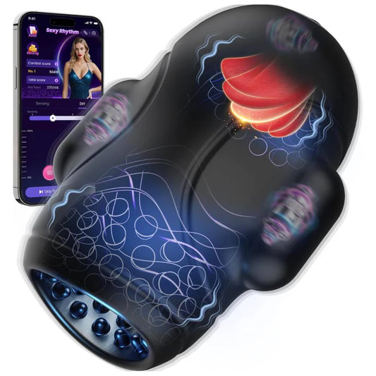 4 IN 1 Masturbieren Penis Trainer Eichel Stimulator Blowjob mit 10 Vibrations