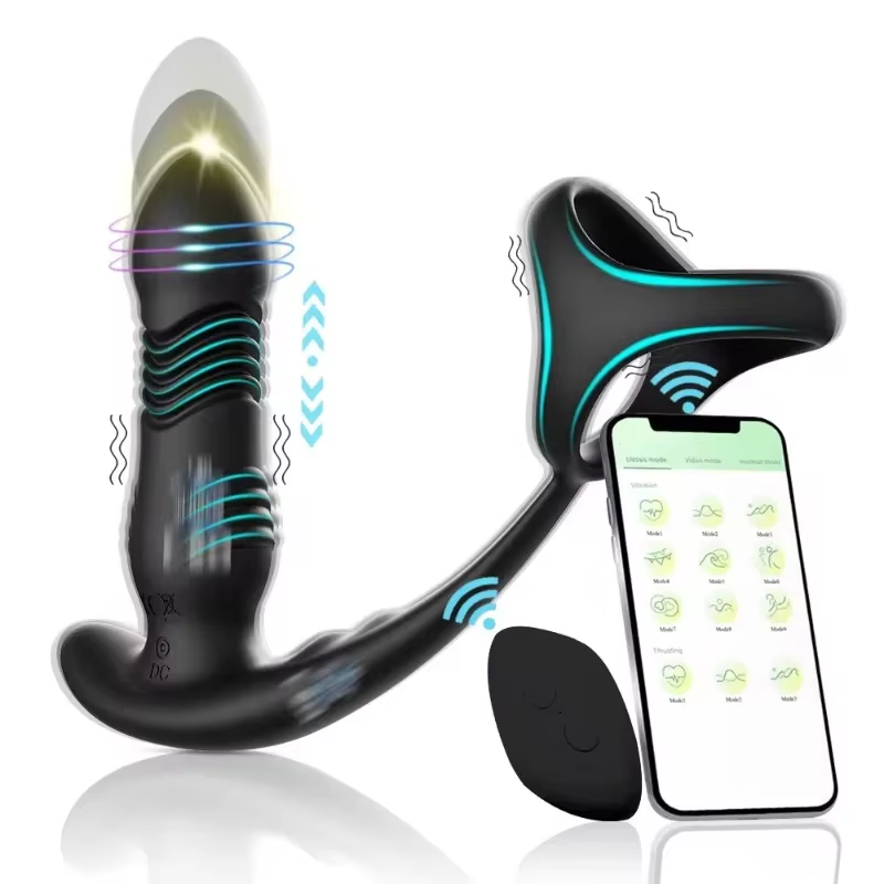 3 in 1 Prostata Massagegerät Buttplug mit 9 Vibrations- und 9 Schubmodi