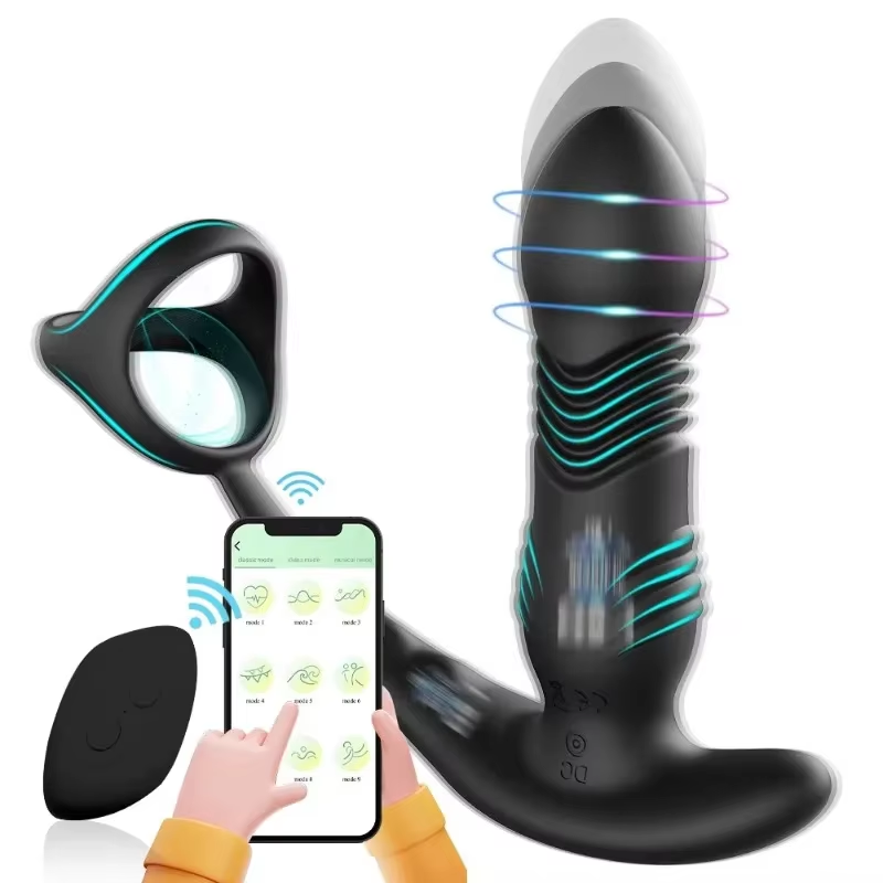 3 in 1 Prostata Massagegerät Buttplug mit 9 Vibrations- und 9 Schubmodi