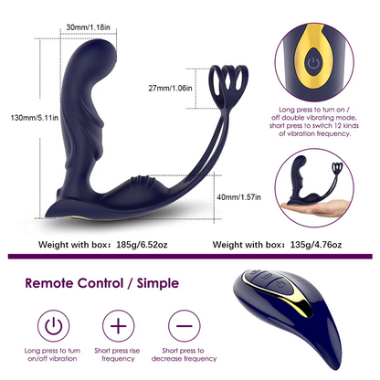 Prostata Massagegerät Analplug Vibrator  mit 10 Vibrationen und Verzögerungsring