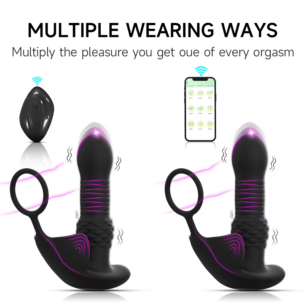 Prostata Massagegerät Analvibrator Penisring mit 10 Stoß- und Vibrationsmodi