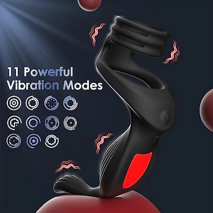 Penisring Analvibrator Massagegerät Buttplug mit 11 Vibrations Modi