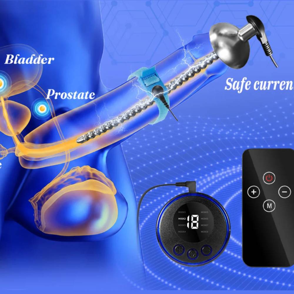 Elektrischer Harnröhrenstimulator Penisring Estim Plug Dilatator Set mit 8 Modi