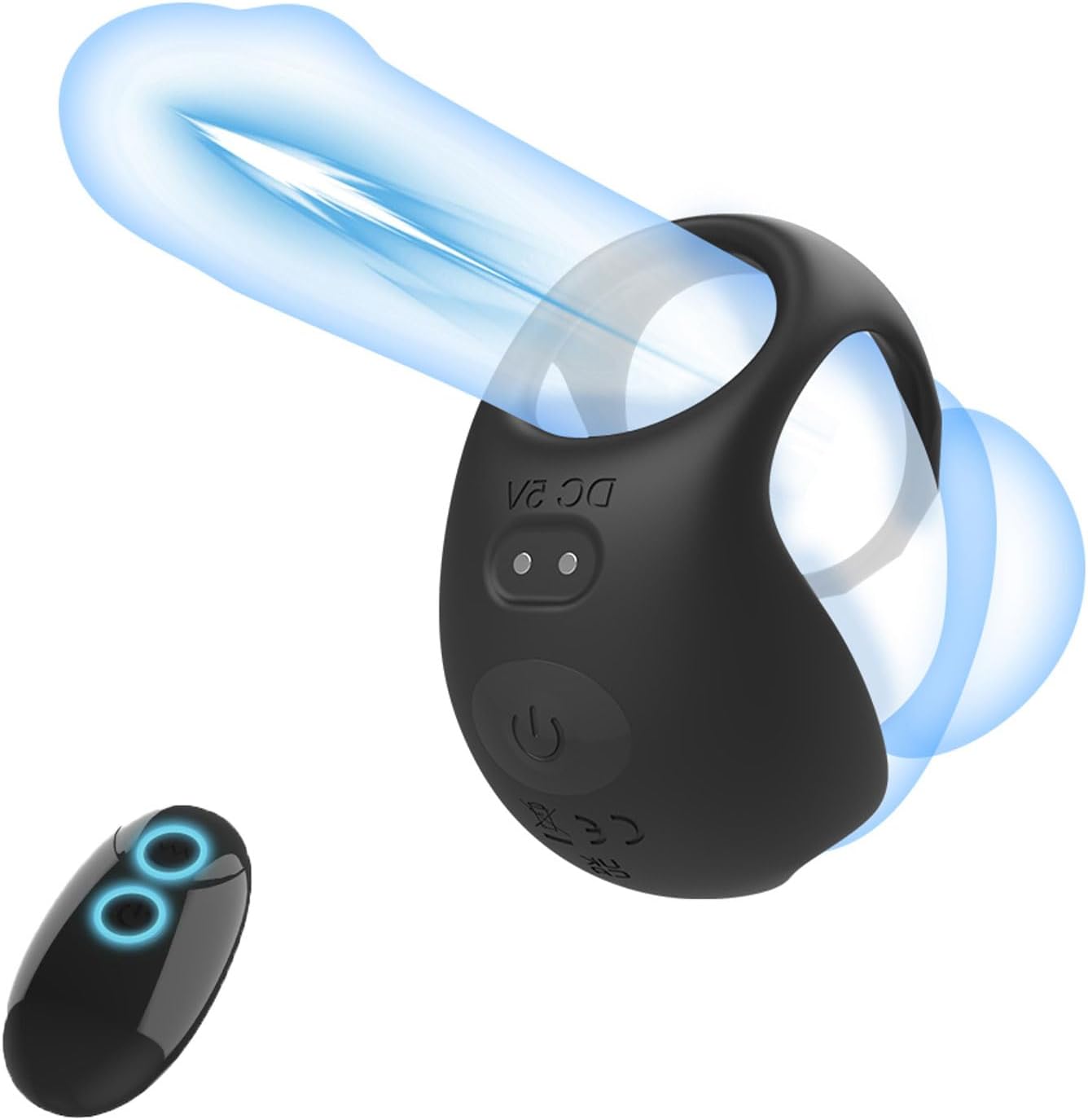 Penisring Vibrator Eicheltrainer Massage mit 10 Vibrationsmodi + Fernbedienung