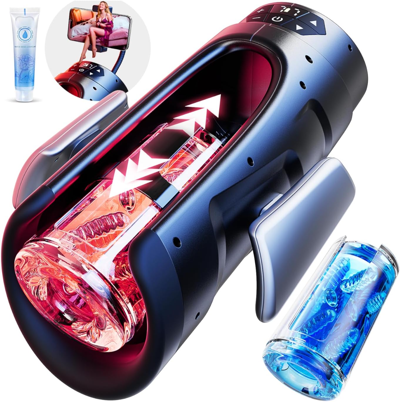 Doppelgriff  Elektrischer Masturbator Penis Vibrator Trainer mit 7 Teleskopfunktion