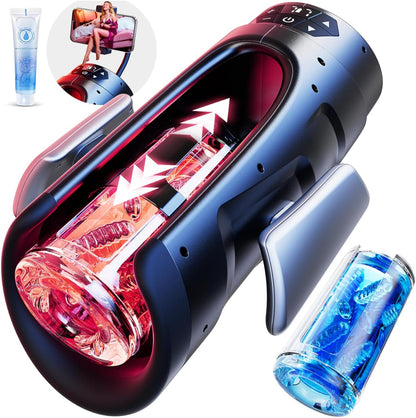 Doppelgriff  Elektrischer Masturbator Penis Vibrator Trainer mit 7 Teleskopfunktion