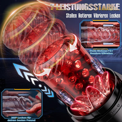 Automatischer KI-Masturbator Stroker Blowjob Sexmachine mit 12 Stoßmodi und 360° Rotation