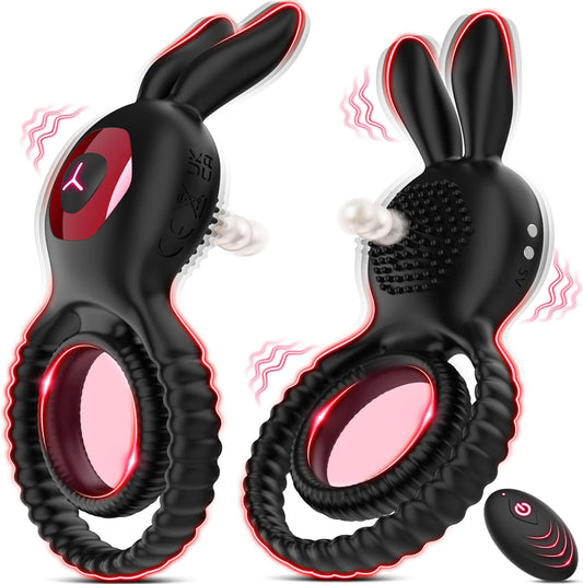 Rabbit penis ring cock ring vibrator sex toy with 10 vibration modes 