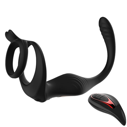 Analvibrator Penisring Prostatamassagegerät Butt Plug mit 9 Vibrations und Stoßmodi