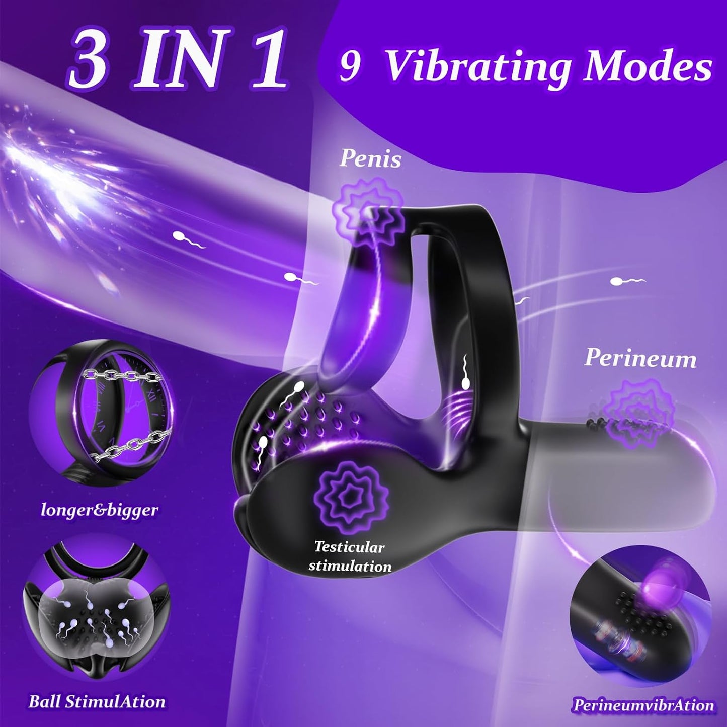 Mehrfachstimulation Penistrainer Cock Ring mit Verschiedenen Vibrationsmodi