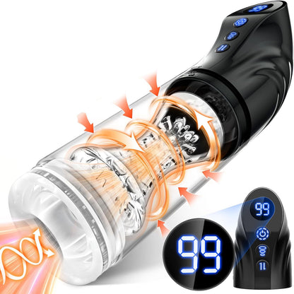 LCD-Display Automatische Masturbator Penispumpe mit 7 Stoß und Rotationsmodi