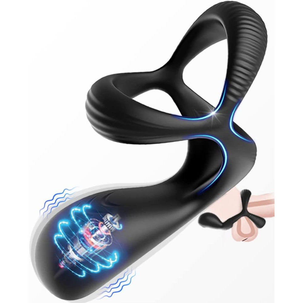 3 in 1 Dehnbar Vibratoren Penisring Erektion Massager mit 10 Modi Vibration