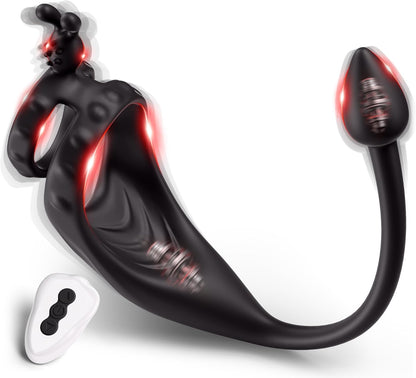 4 IN 1 Prostatamassagegerät Analvibrator Penisring Taint-Stimulator mit 9 Vibrationsmodi