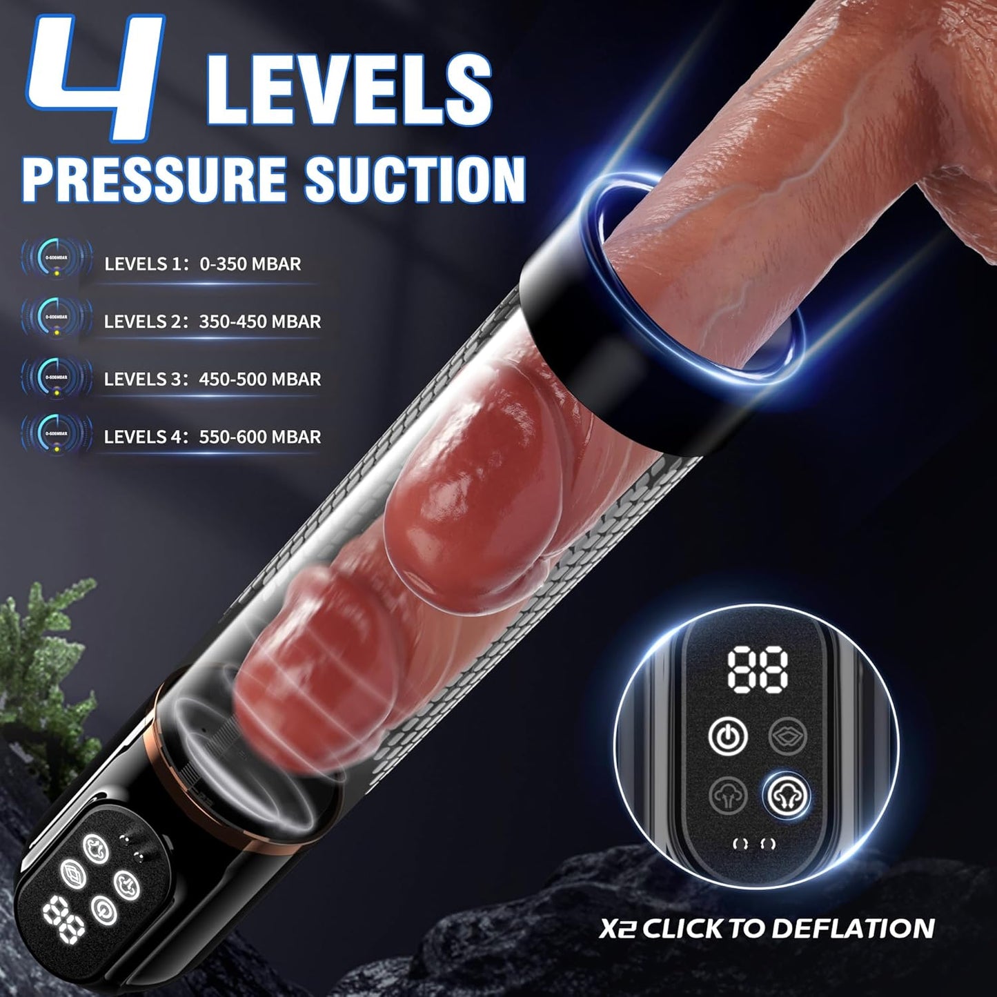Elektrische Penispumpe Vakuumpumpe mit 4 Saugstufen 3 Automatische Trainingsmodi