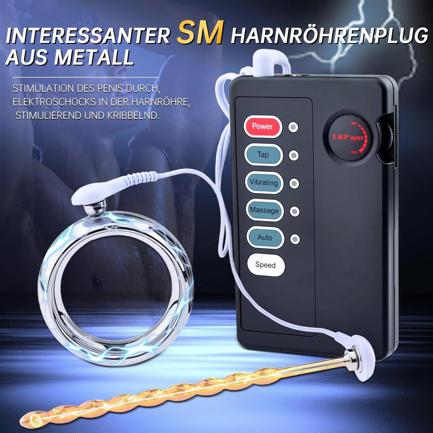 Elektroschock Penisring Eicheltrainer Stimulator mit 5 Einstellbare Geschwindigkeiten