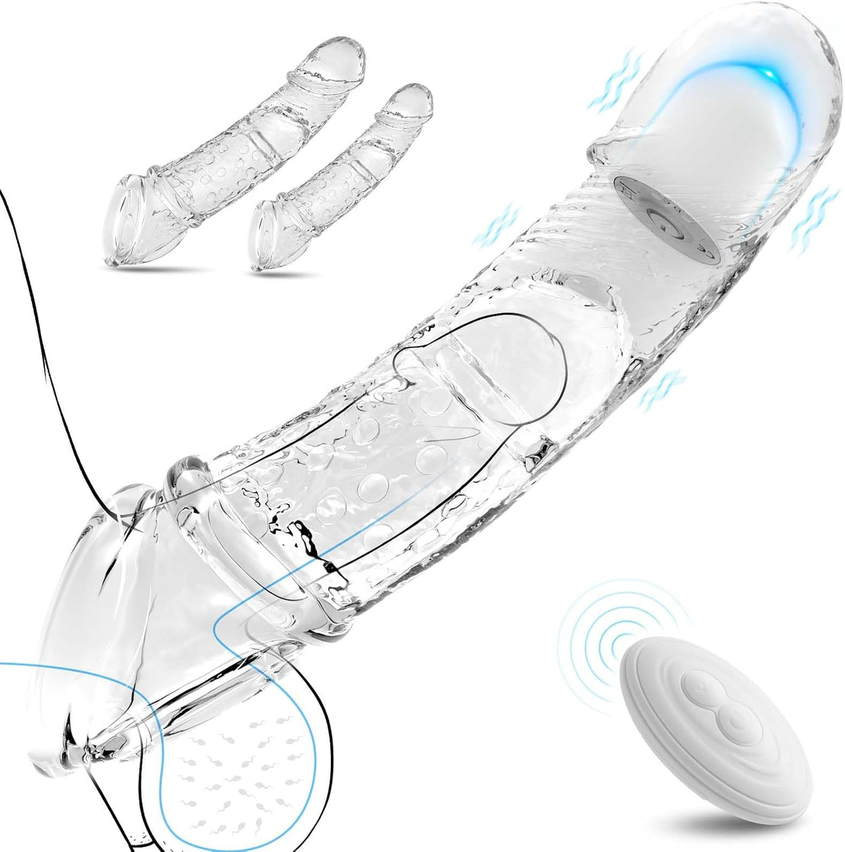 2er-Set Vibrierende Penishülle Penisverlängerung Cockring mit 10 Vibrationsmodi