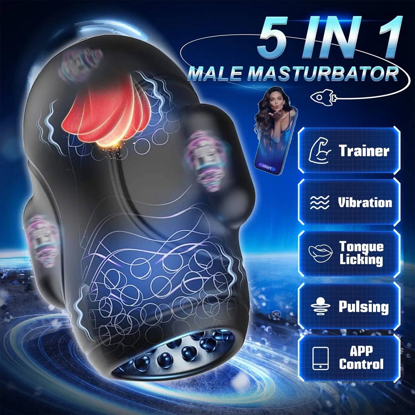 4 IN 1 Penis Trainer Eichel Stimulator Blowjob Masturbator mit 10 Bieten & 10 Vibrations