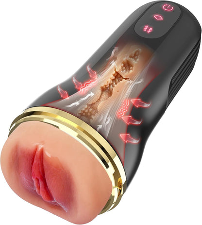 Realistischer Automatische Masturbatoren mit 10 Vibration & 5 Teleskopfunktion Modi