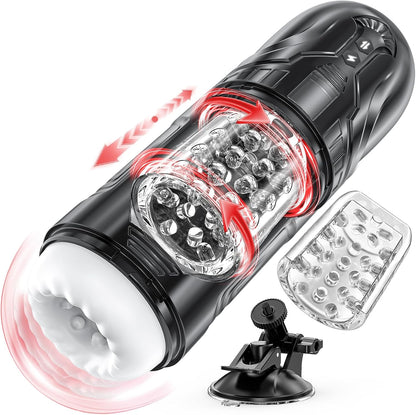 Elektrischer Masturbator Penis Trainer Stroker Blowjob mit 7 Teleskopfunktion & Rotationsmodi