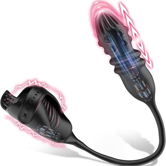 Cockring Penistrainer Analplug Vibrator Prostata Stimulator mit 7 Vibrationsmodi + 7 Teleskopmodi