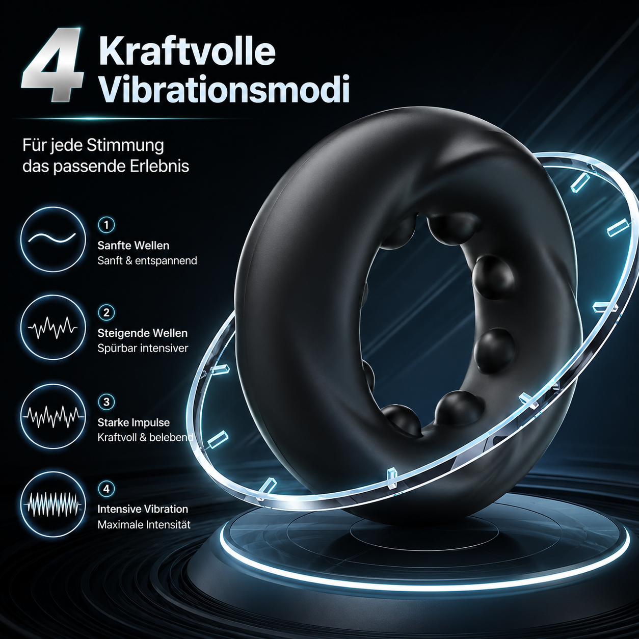 Elektrischer Penisringe Glans Trainer Vibrator mit 4 Kraftvolle Vibrationsmodi
