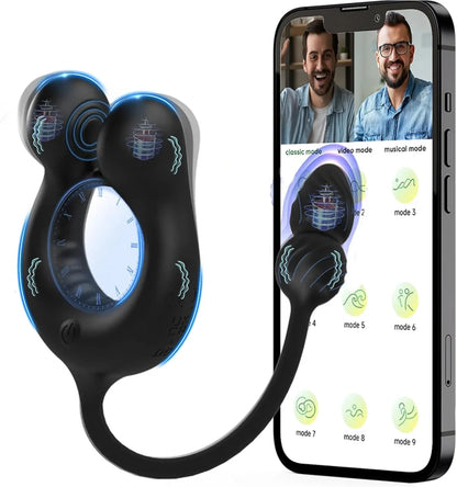 Penisring Butt Plug Penis Massagegerät Trainer mit 10 Vibrationsmodi + 10 Teleskopmodi