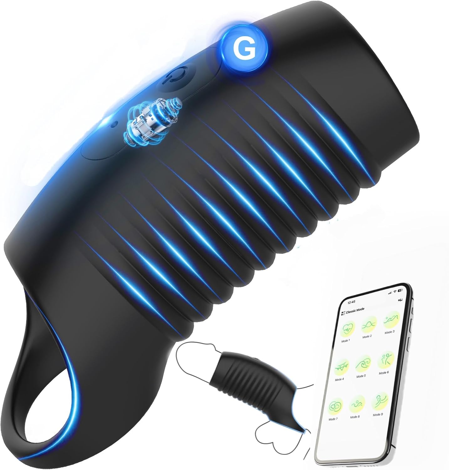 APP-Penisring Verlängerungsvibrator Penistrainer Penishüllen mit 10 Vibrationsstufen