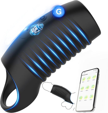 APP-Penisring Verlängerungsvibrator Penistrainer Penishüllen mit 10 Vibrationsstufen