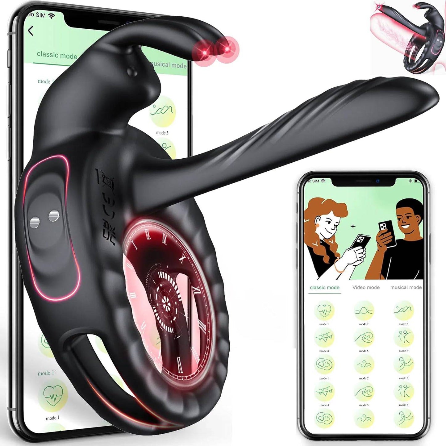4 IN 1 Penistrainer Cock Ring Vibrator Sextoysets mit 10 Vibrationsmodi