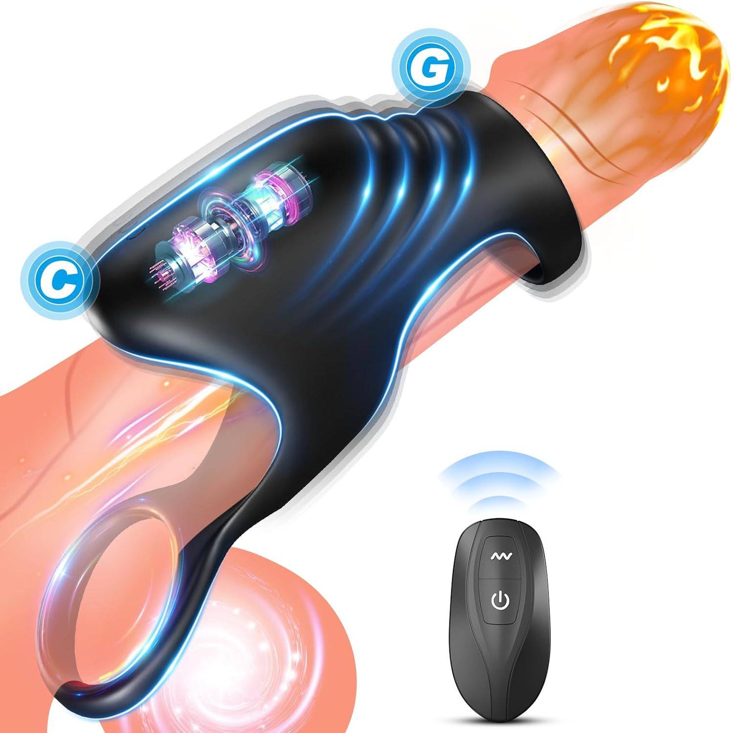 Penisvergrößerer Cockring Klitorisstimulator Penishüllen mit 10 Vibrationsmodi